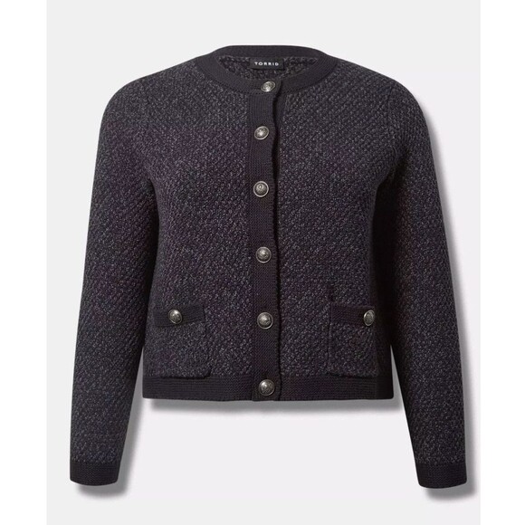 Torrid Button up Cardigan Sweater Womens Size 0X Deep Black Preppy NWT NEW - Picture 1 of 9